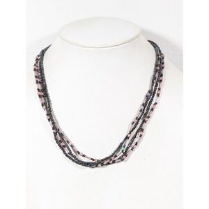 Premier Designs Allegro Purple Pink Seed Bead Multi Strand‎ Necklace 19"